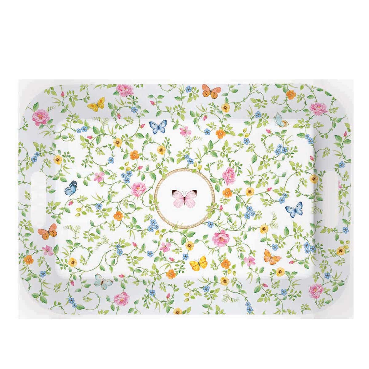 Easy Life Dancing Butterflies 47x33cm Tray with Handles - Multicolored