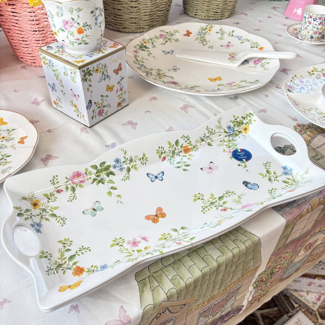 Easy Life Dancing Butterflies 42x20cm Tray with Handles - Multicolored