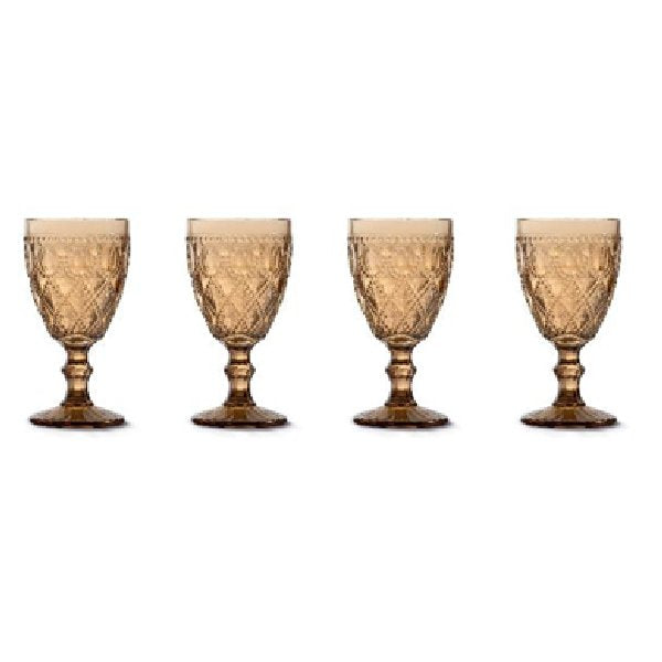 Easy Life 400ml Glass 4-Piece Goblet Set - Amber