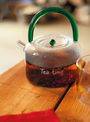Easy Life Tea Time 900ml Glass Teapot - Green Handle