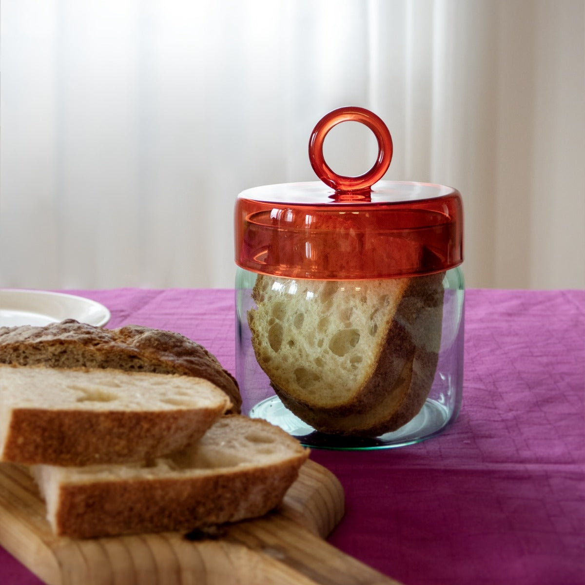 Easy Life 1L Glass Jar with Lid - Red & Blue
