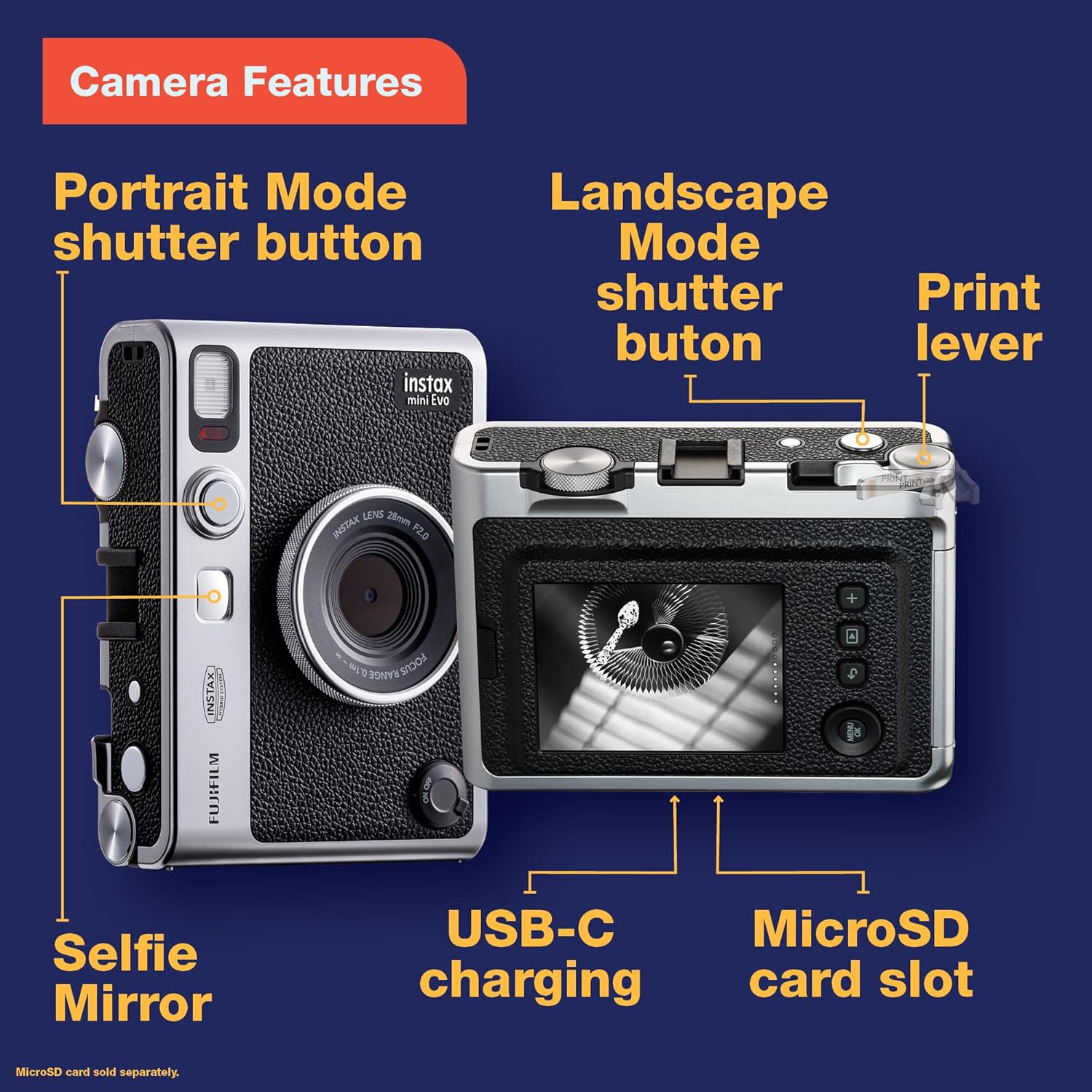 Fujifilm Instax Mini EVO Instant Camera - Black
