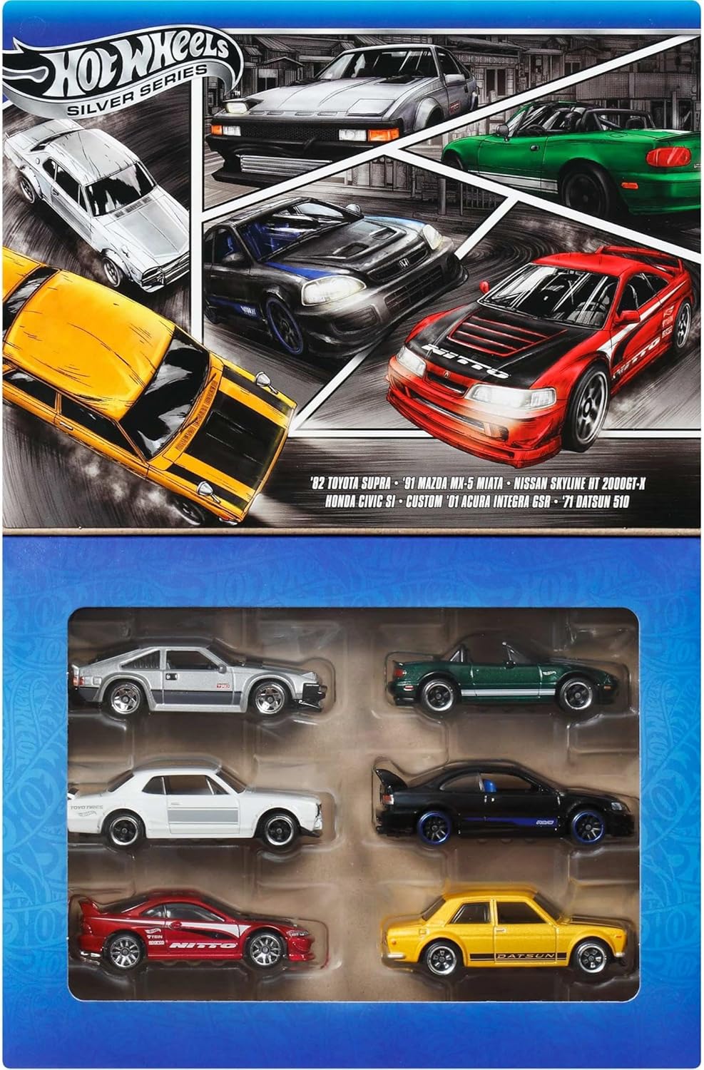 Hot Wheels Scale Die-Cast Toy Cars - Set of 6 Japanese Vehicles