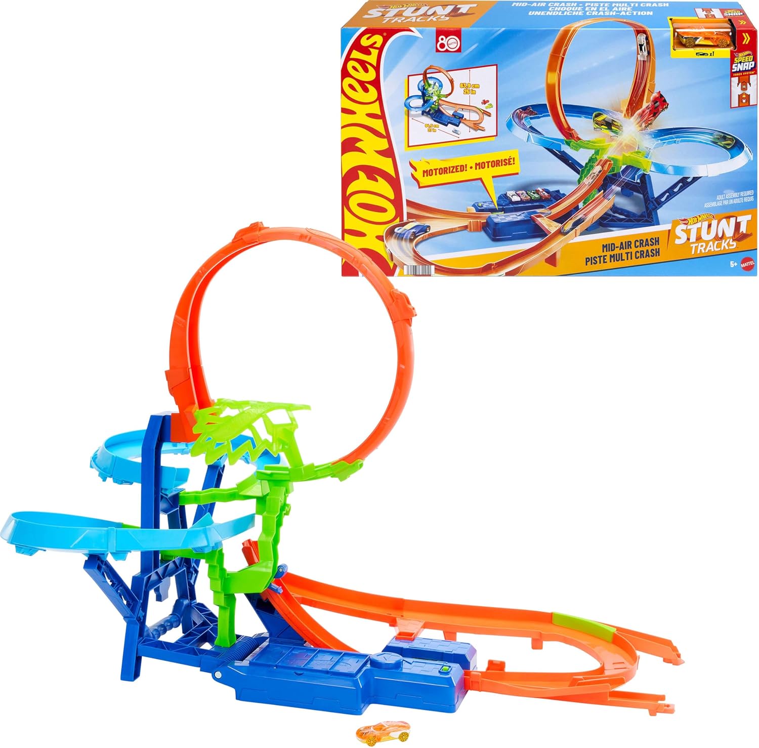 Hot Wheels Toy Car Track Set, Stunt Track Mid-Air Crash