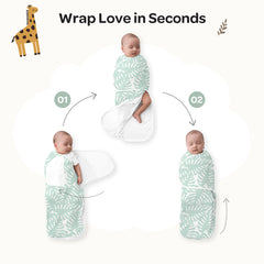 Momcozy Easy Swaddle Wrap 0-3M, 2-Pack - Giraffe & Leaf (Bravery)