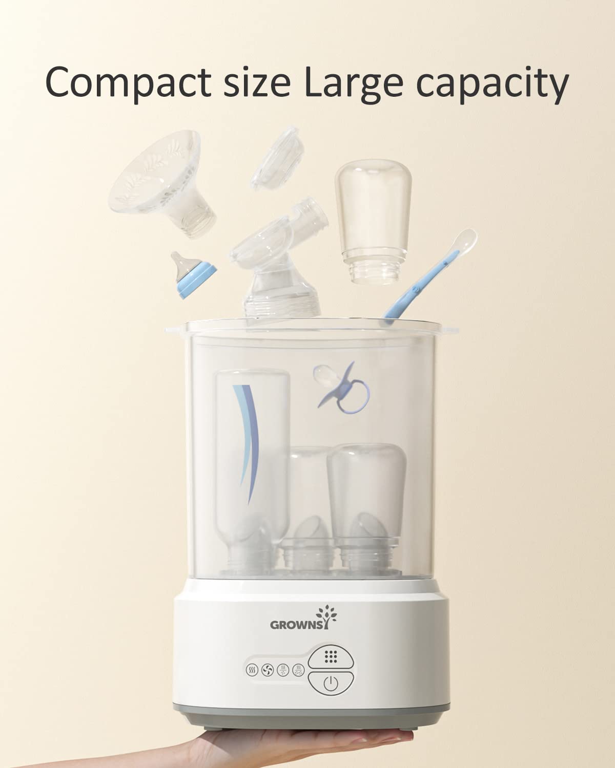GROWNSY Electric Bottle Sterilizer and Dryer - Grey