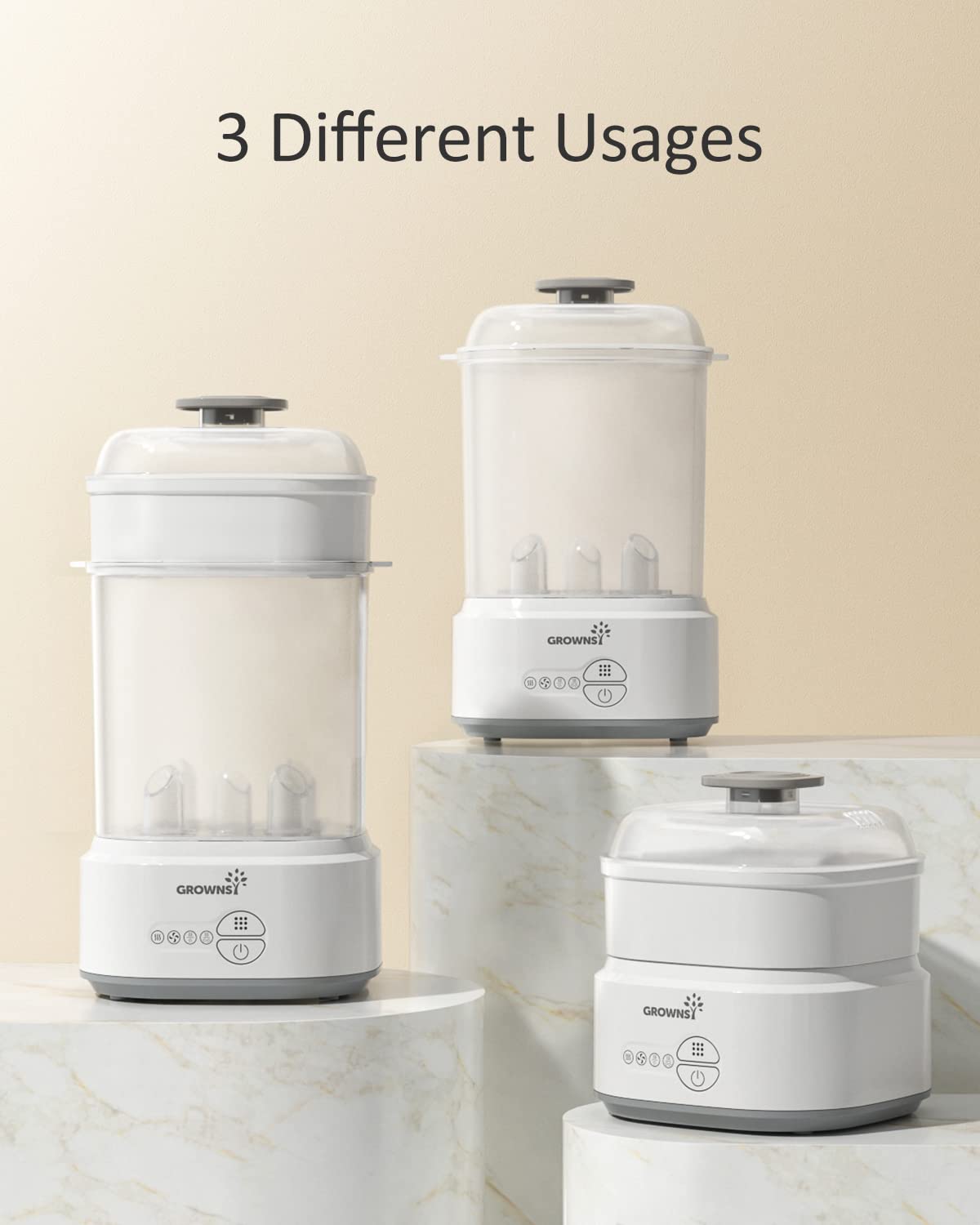 GROWNSY Electric Bottle Sterilizer and Dryer - Grey