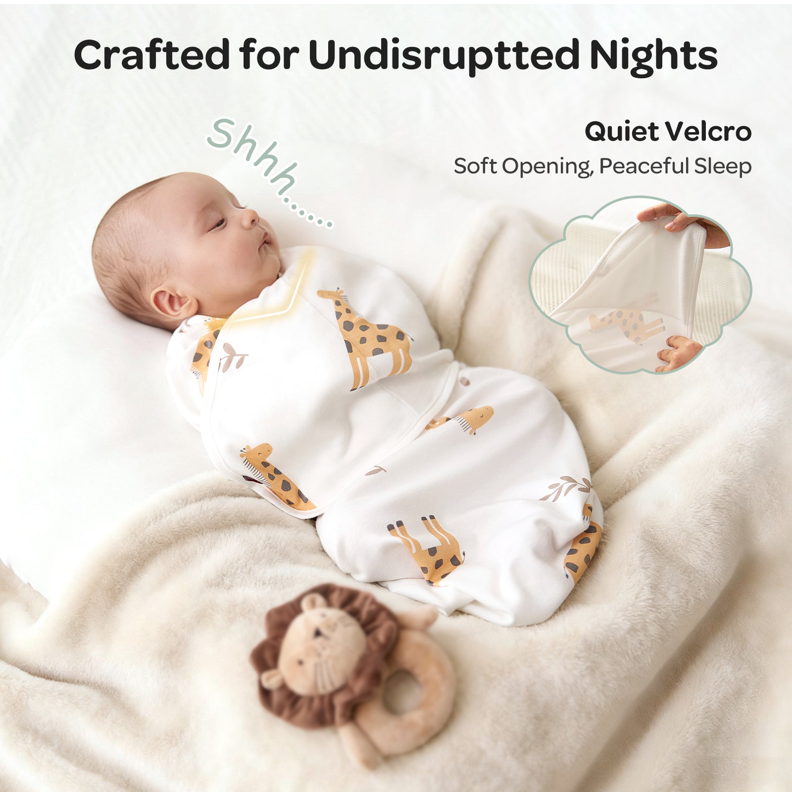 Momcozy Easy Swaddle Wrap 0-3M, 2-Pack - Giraffe & Leaf (Bravery)