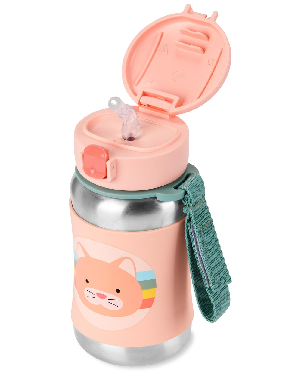 Skip Hop Zoo Stainless Steel Straw Bottle - Cat detail