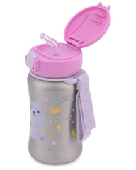 Skip Hop Besties Squad Stainless Steel Straw Bottle - Cleo Cat side view