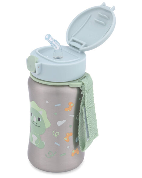 Skip Hop Besties Squad Stainless Steel Straw Bottle - Dex Dino side view