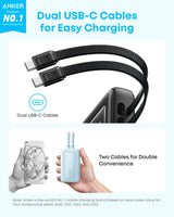Anker Zolo Power Bank 10,000 mAh - 35W Dual Cable - White