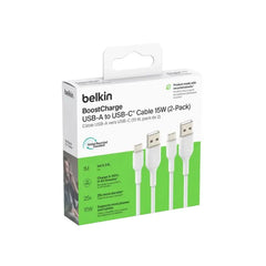 BELKIN BOOSTCHARGE USB-C TO USB-A 1M, 2PACK - White