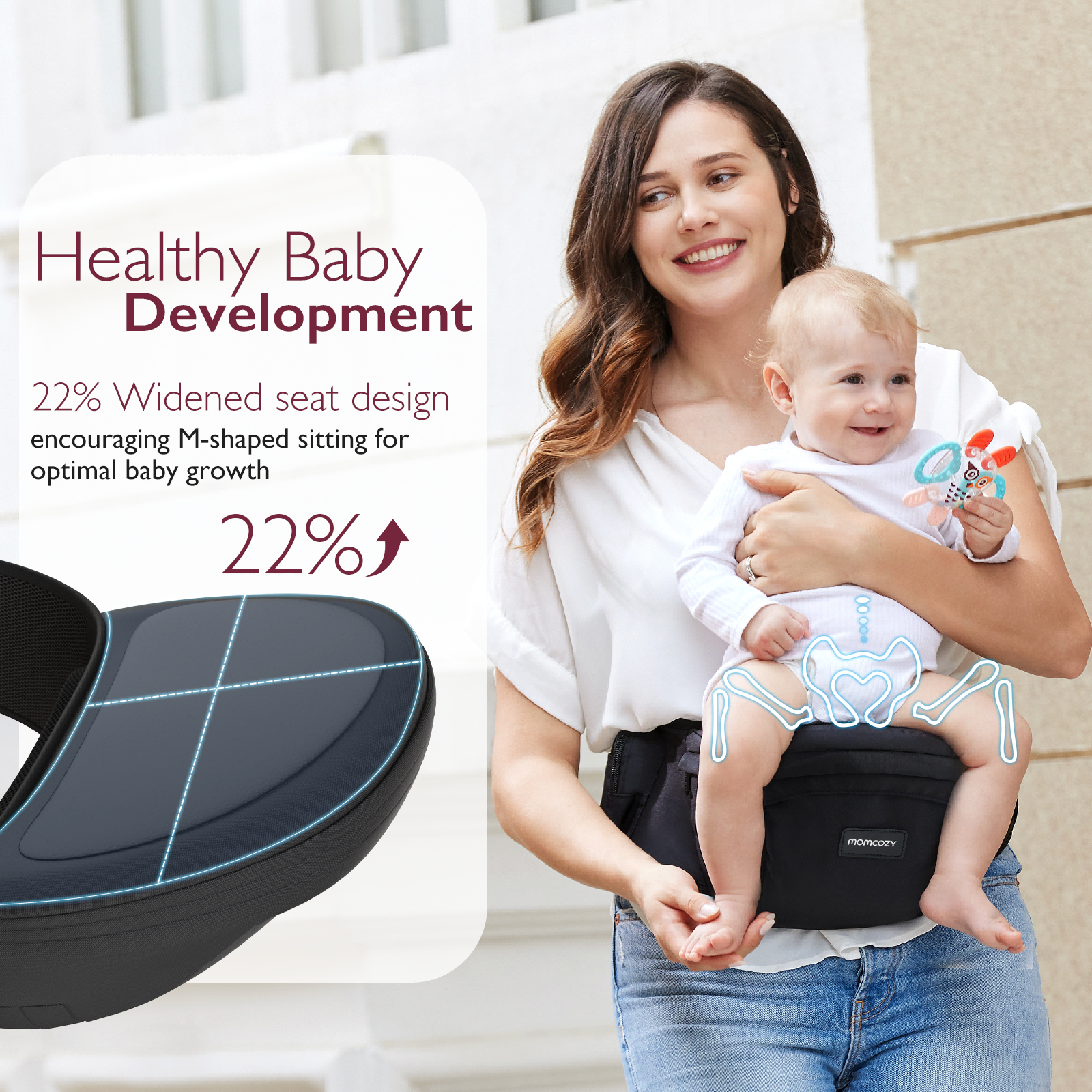 Momcozy 3D Belly Protector & EVA Massage Board-Baby Hip Seat Carrier