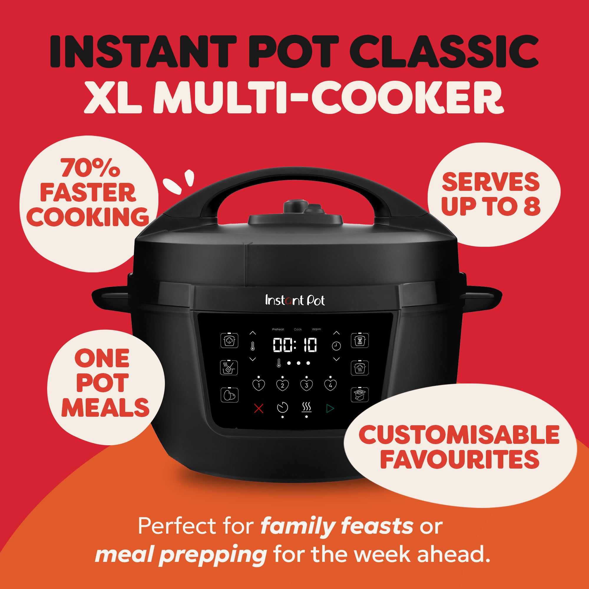 Instant Pot XL Electric Pressure Cooker 7.1L -  Black
