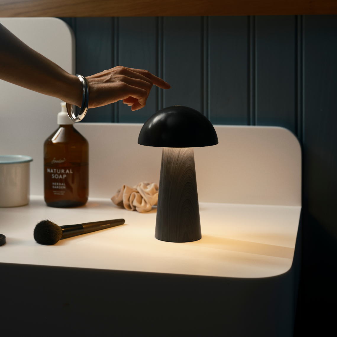 Kreafunk Bello Brown Wood Portable LED Lamp | 50H Battery