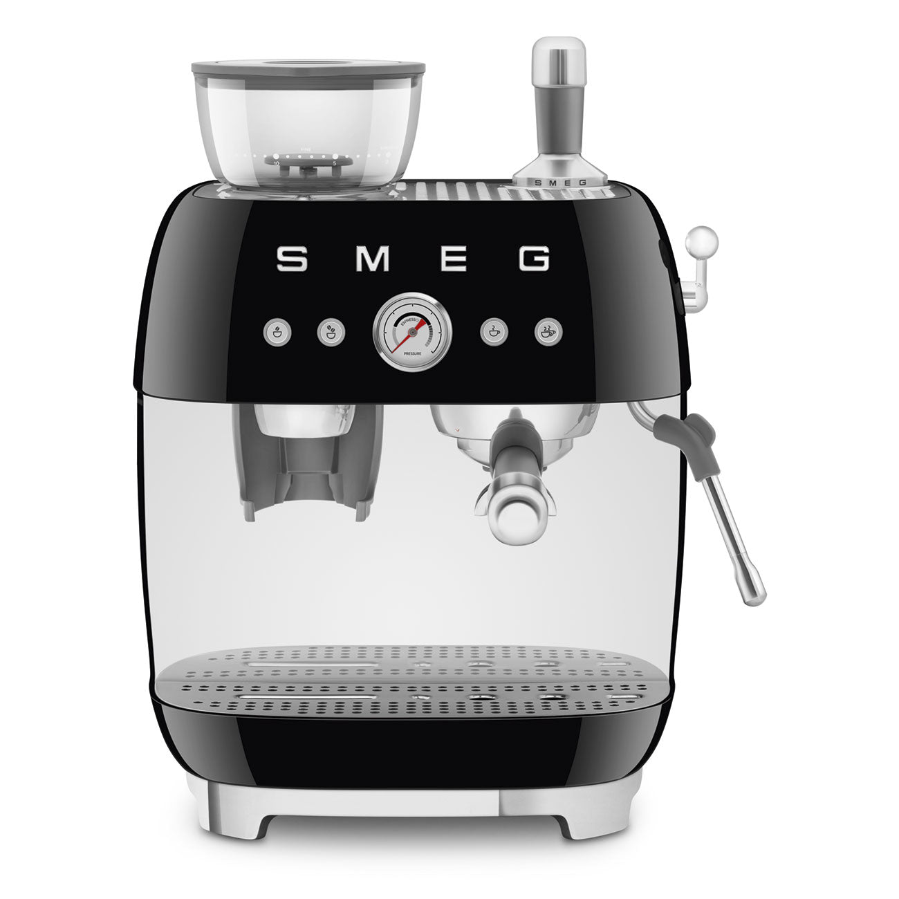 Smeg Manual Espresso Coffee Machine with Grinder 50's Style Aesthetic - Black