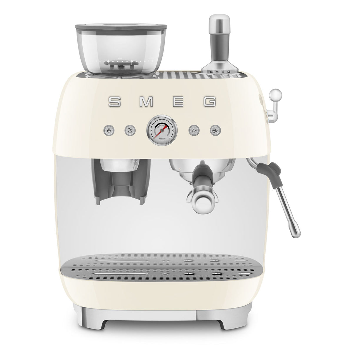 Smeg Manual Espresso Coffee Machine with Grinder 50's Style Aesthetic - Cream