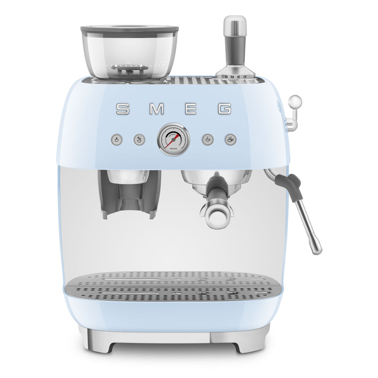 Smeg Manual Espresso Coffee Machine with Grinder 50's Style Aesthetic - Pastel Blue