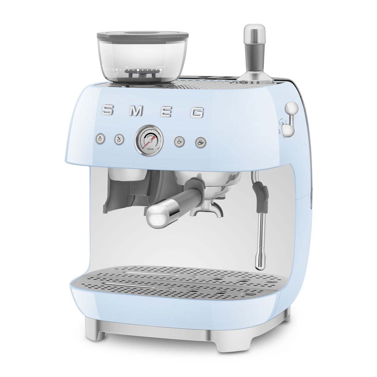 Smeg Manual Espresso Coffee Machine with Grinder 50's Style Aesthetic - Pastel Blue