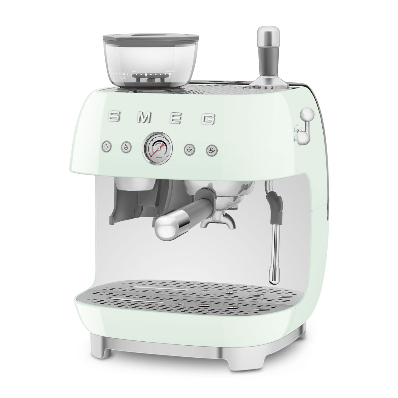 Smeg Manual Espresso Coffee Machine with Grinder 50's Style Aesthetic - Pastel Green