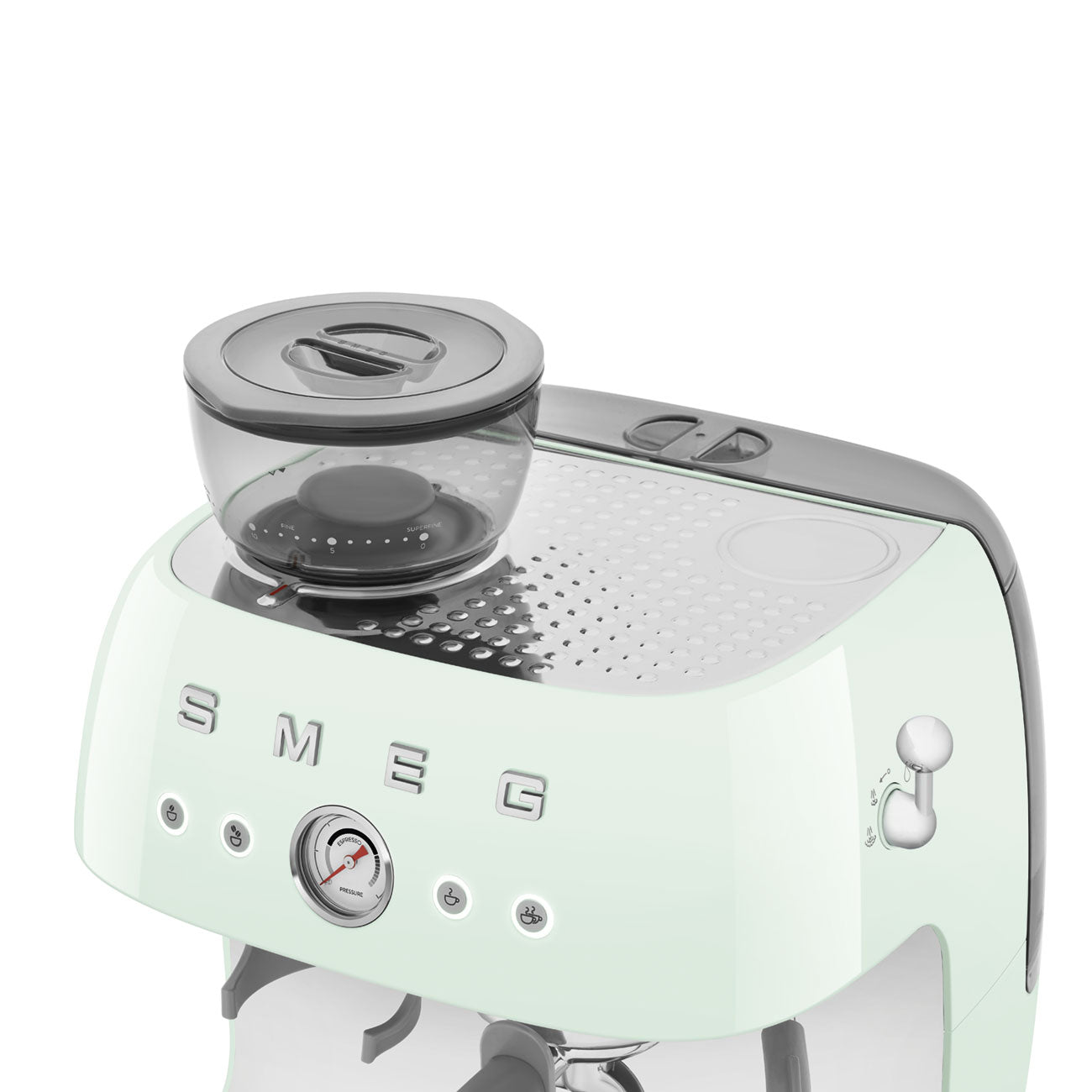 Smeg Manual Espresso Coffee Machine with Grinder 50's Style Aesthetic - Pastel Green