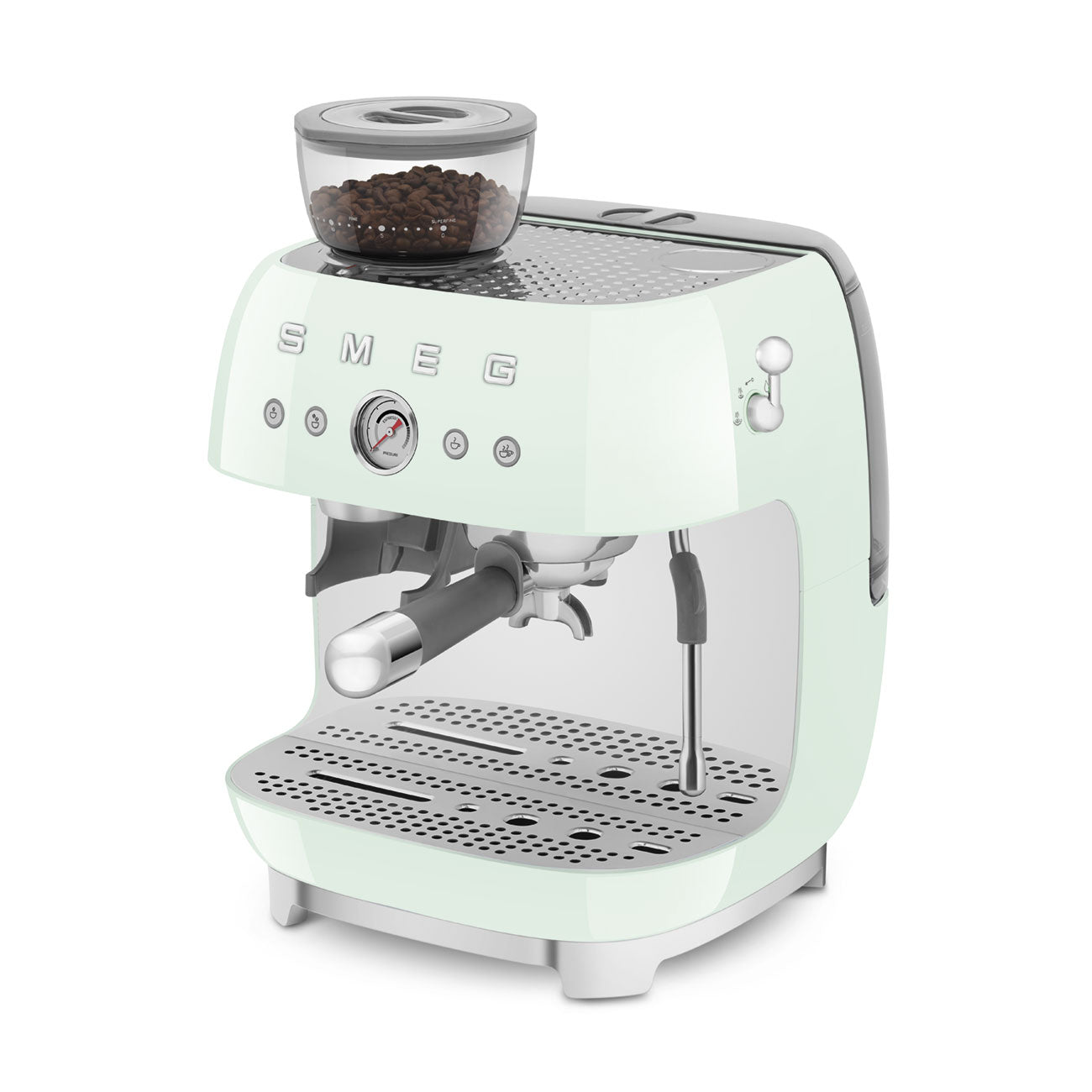 Smeg Manual Espresso Coffee Machine with Grinder 50's Style Aesthetic - Pastel Green