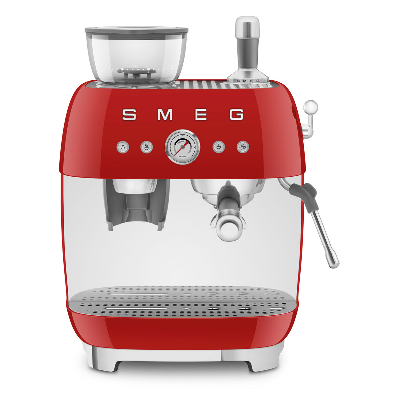 Smeg Manual Espresso Coffee Machine with Grinder 50's Style Aesthetic - Red