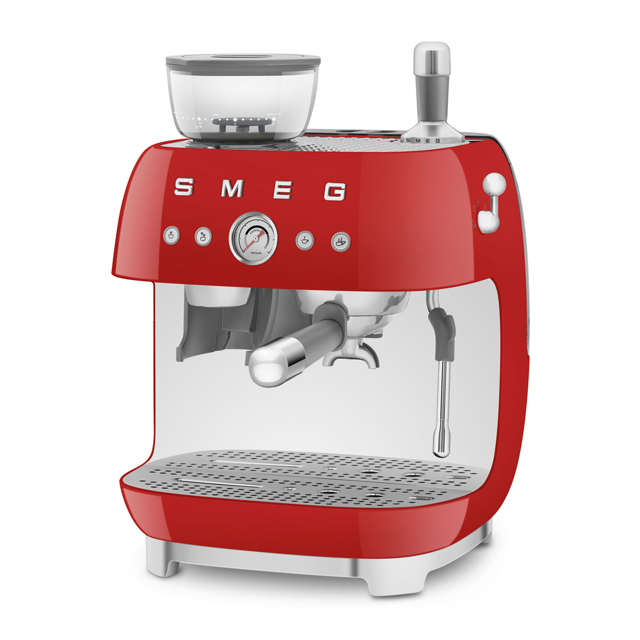 Smeg Manual Espresso Coffee Machine with Grinder 50's Style Aesthetic - Red