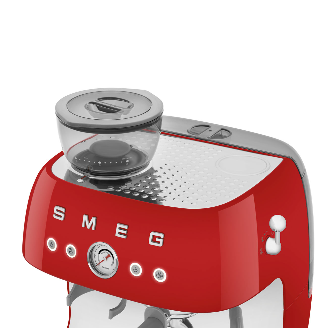 Smeg Manual Espresso Coffee Machine with Grinder 50's Style Aesthetic - Red