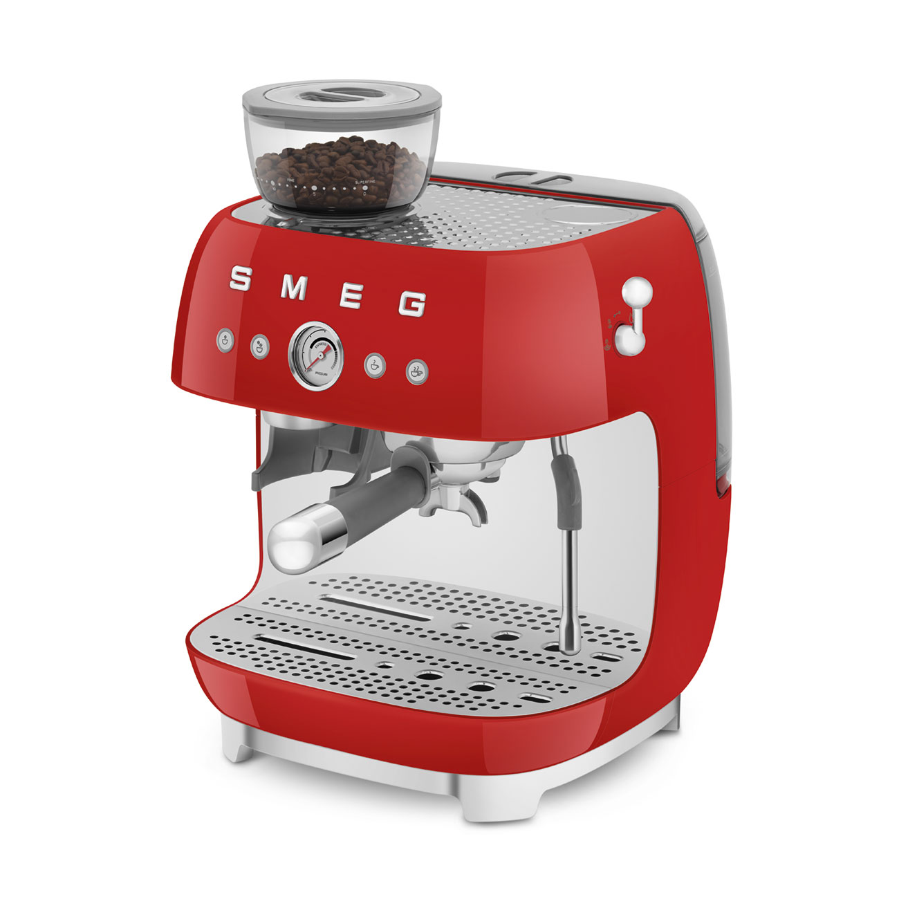 Smeg Manual Espresso Coffee Machine with Grinder 50's Style Aesthetic - Red