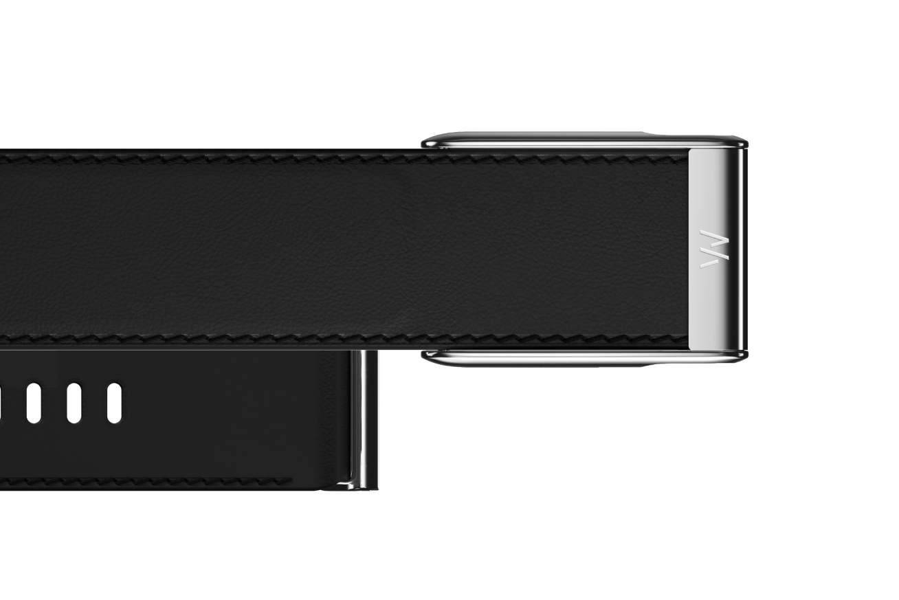 Whoop MG LeatherLuxe Tapered Band - Black/Cream with Titanium