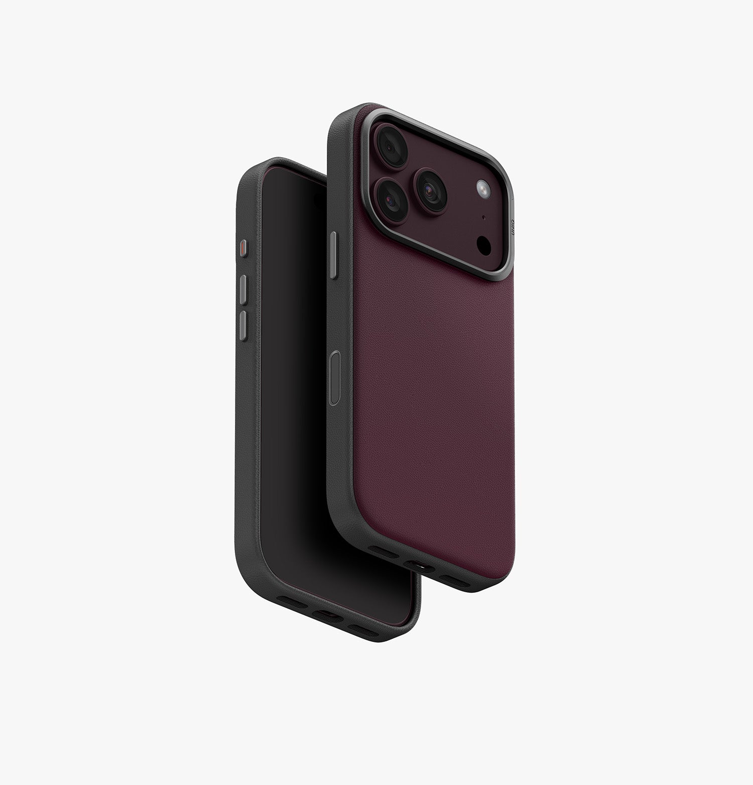 UNIQ Lyden DS MagClick Dual-Tone Vegan Leather iPhone 18 Pro Case – Deep Maroon - image 1