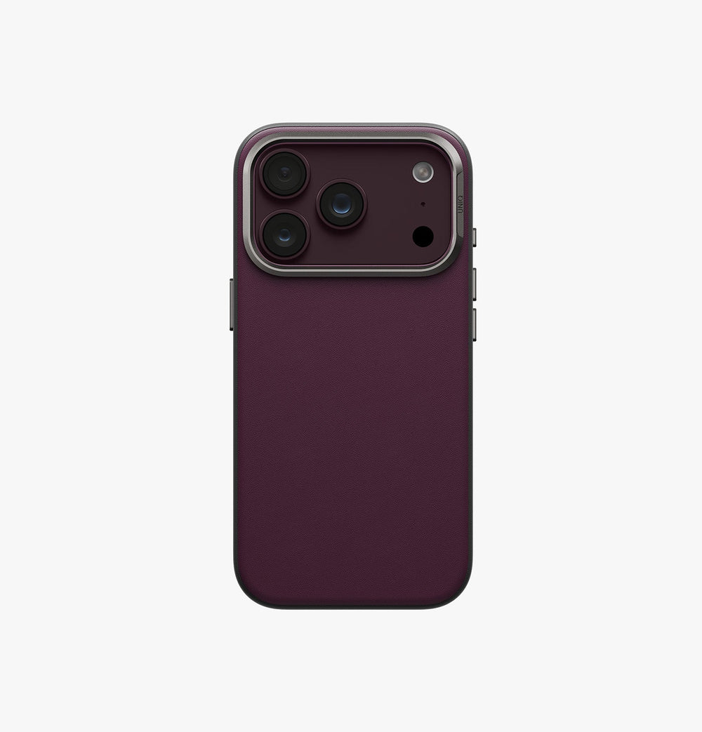 UNIQ Lyden DS MagClick Dual-Tone Vegan Leather iPhone 18 Pro Case – Deep Maroon - image 2