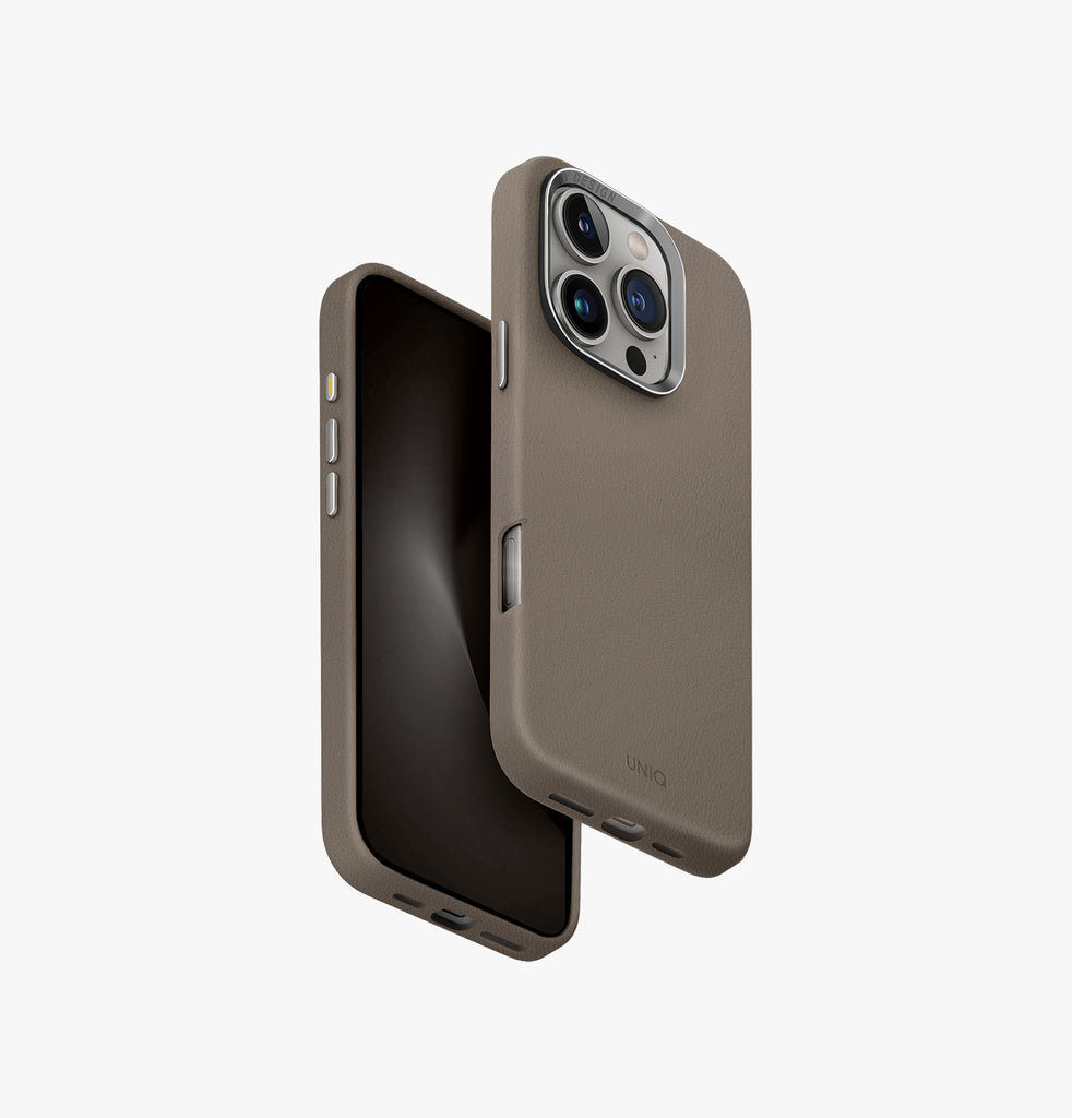 UNIQ Lyden Magnetic Leather Case for iPhone 16 Pro – Gray