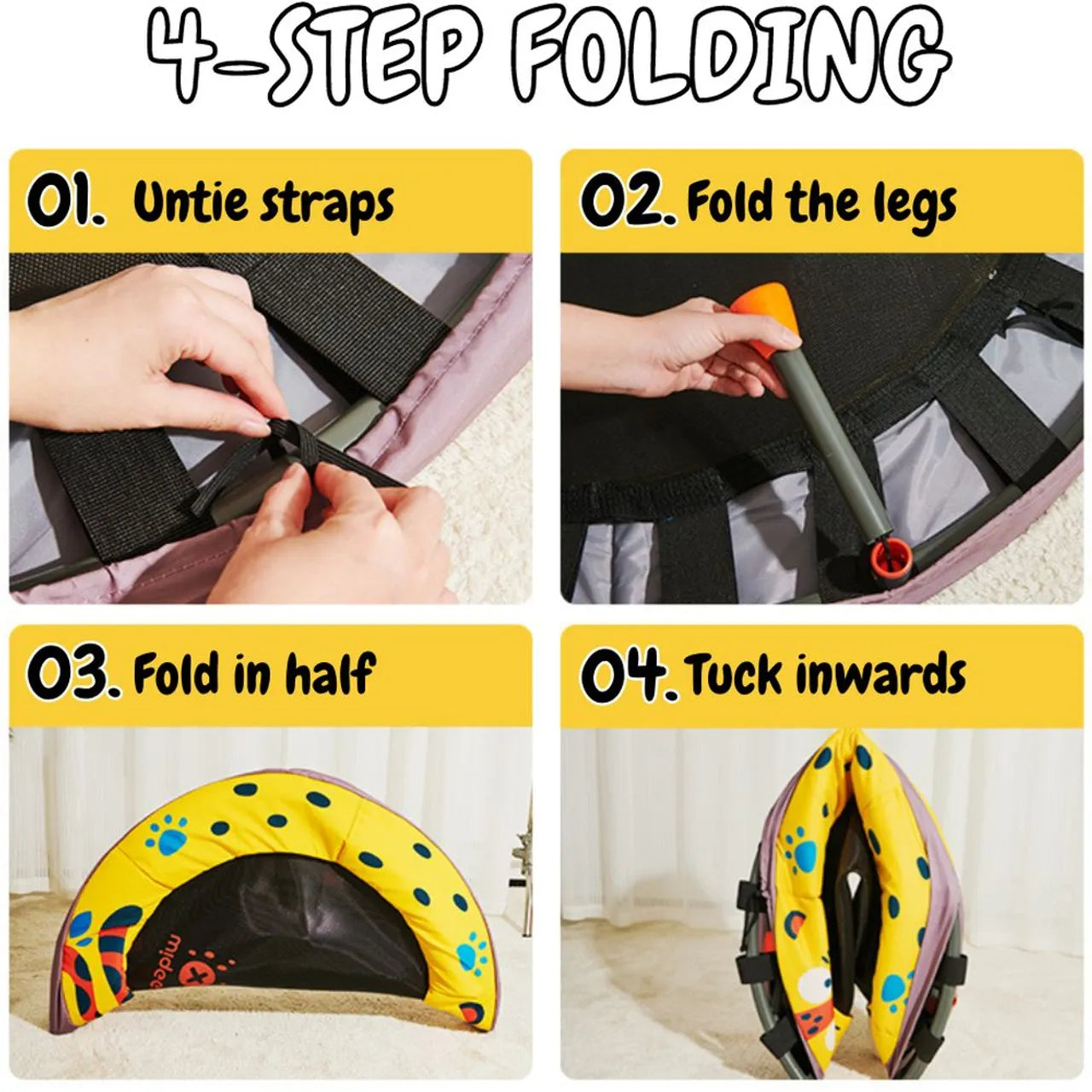 Mideer - Kids Foldable Trampoline 3ft - YellowithBlack