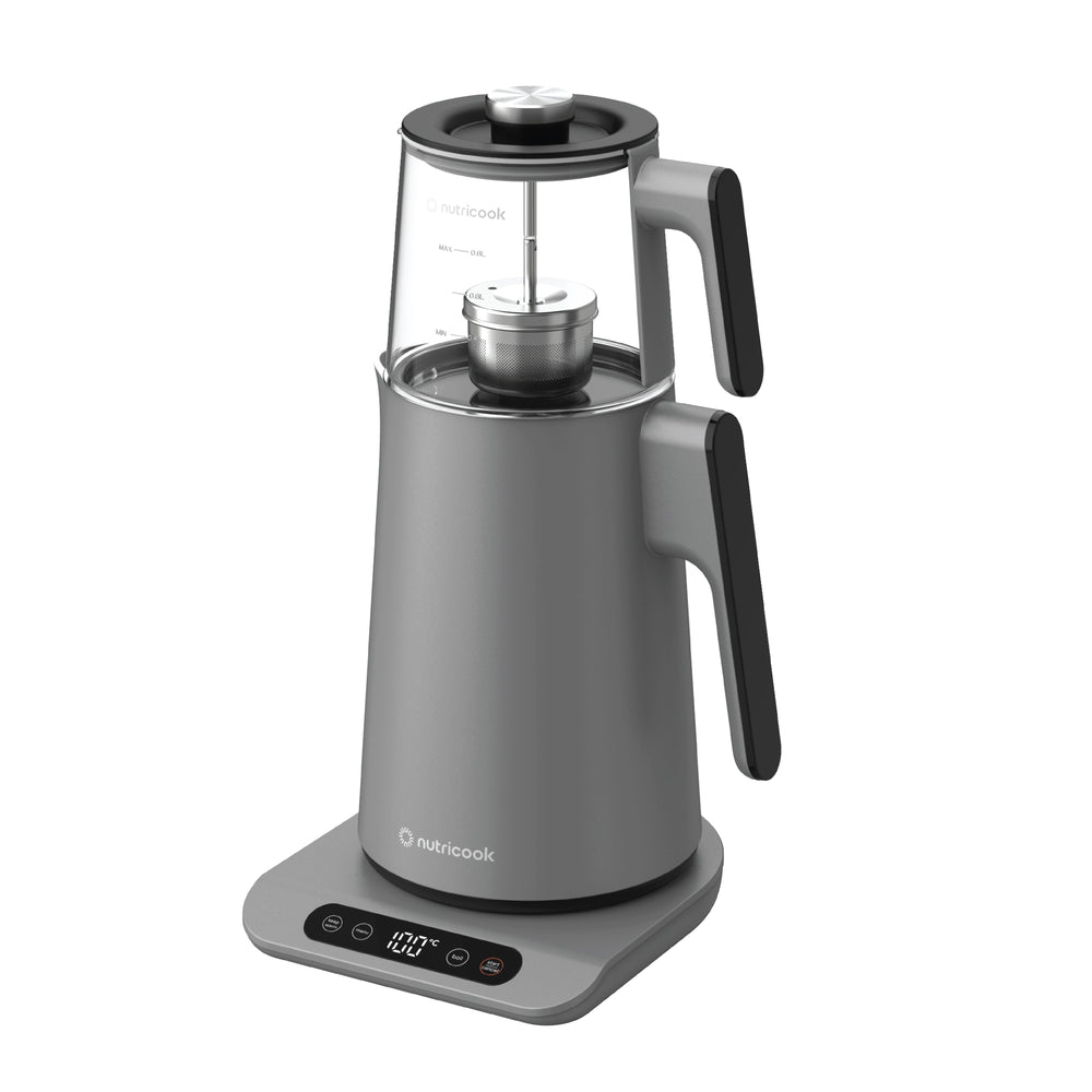 Nutricook 2-in-1 Kettle & Tea Maker Grey - side view