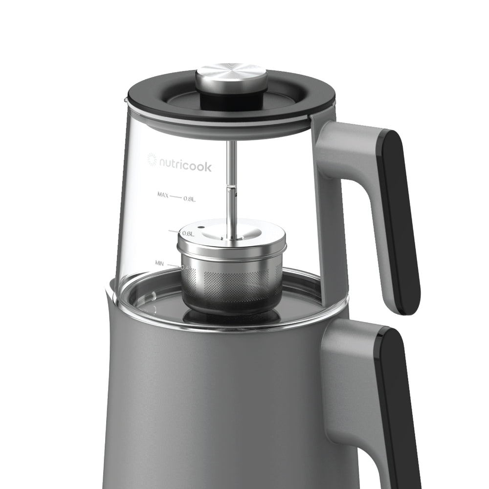 Nutricook 2-in-1 Kettle & Tea Maker Grey - glass teapot with infuser