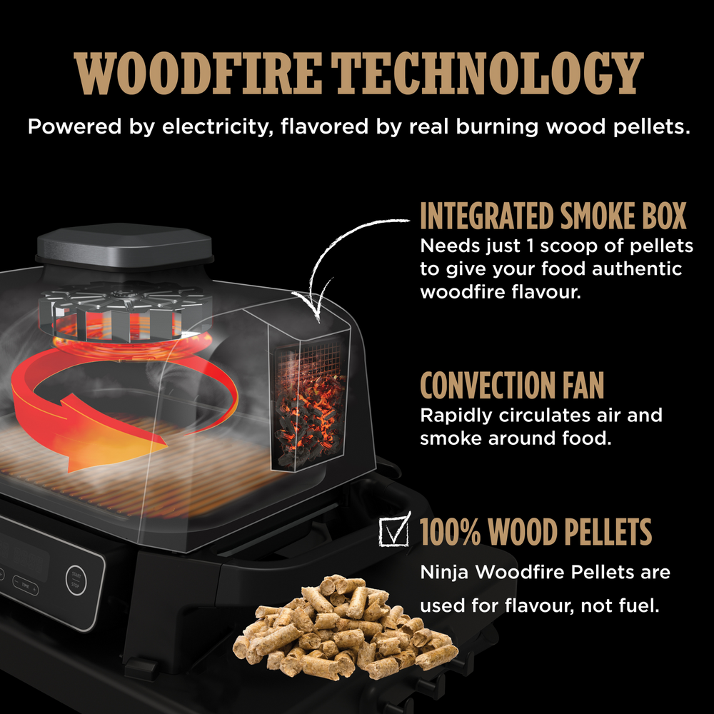Ninja Woodfire Pro XL Electric BBQ Grill & Smoker OG850ME - Black