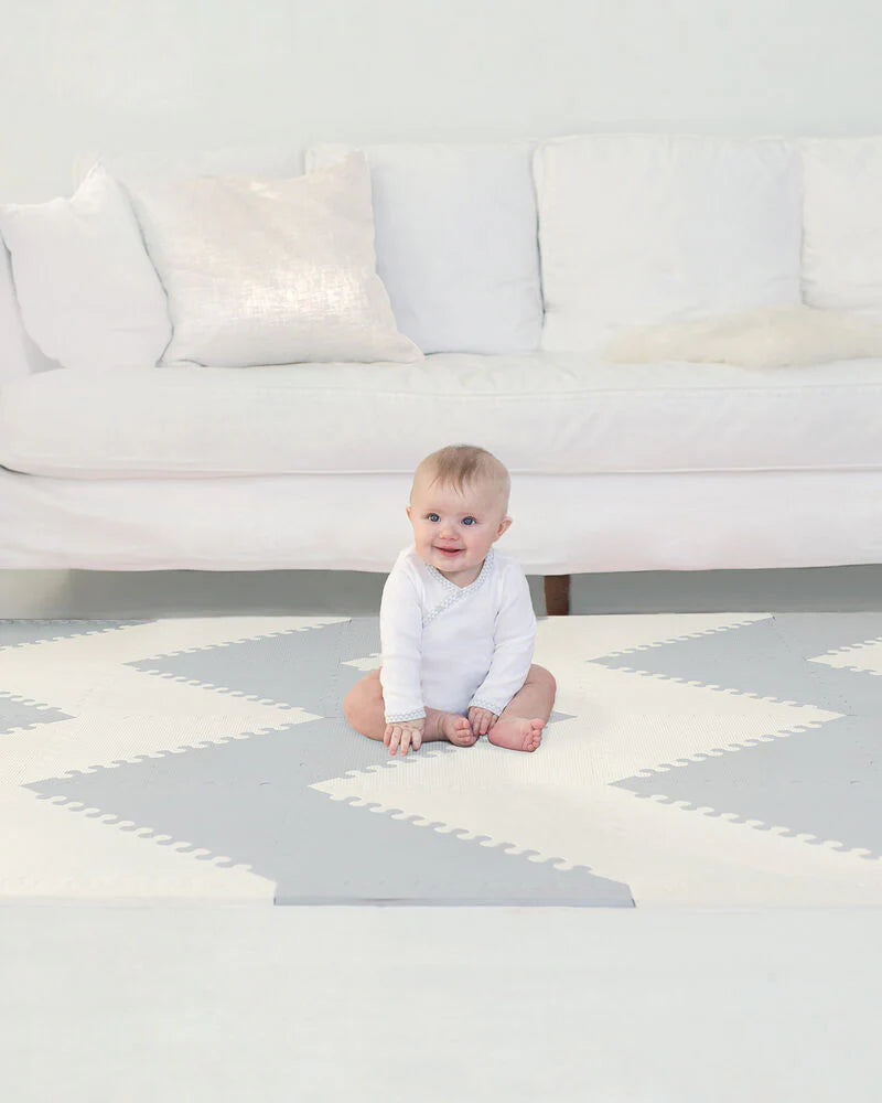 Playspot Geo Foam Floor Tiles - Grey / Cream