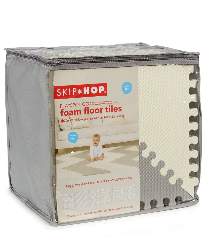 Playspot Geo Foam Floor Tiles - Grey / Cream