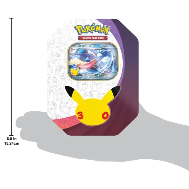 Pokémon TCG 30th Celebration Greninja Tin – size comparison