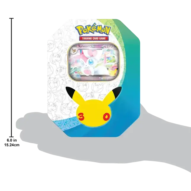 Pokémon TCG 30th Celebration Sylveon Tin – size comparison