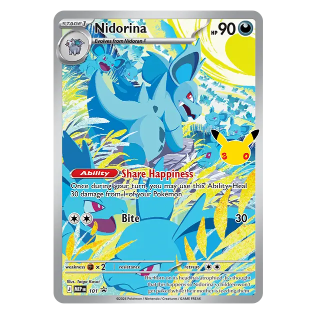 Pokémon TCG 30th Celebration Elite Trainer Box – Nidorina promo card