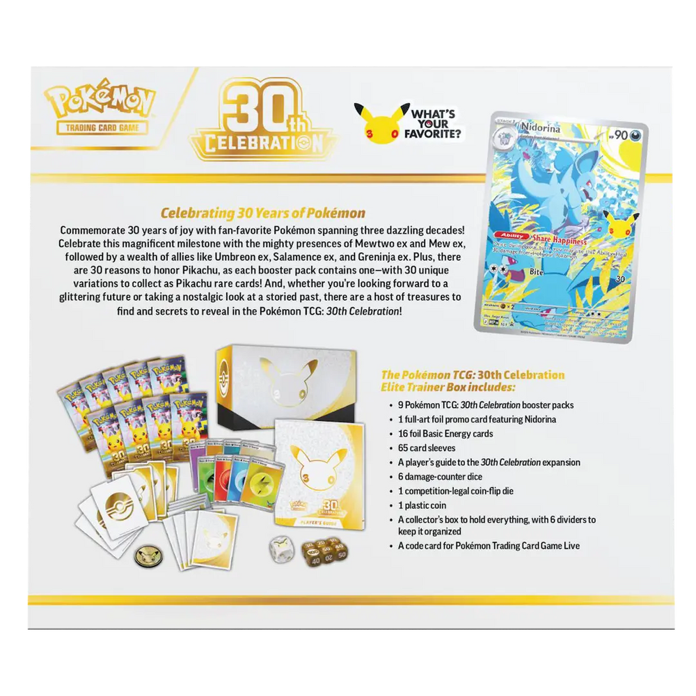 Pokémon TCG 30th Celebration Elite Trainer Box – back of box