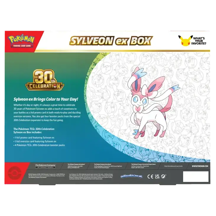 Pokémon TCG 30th Celebration Sylveon ex Box – back of box
