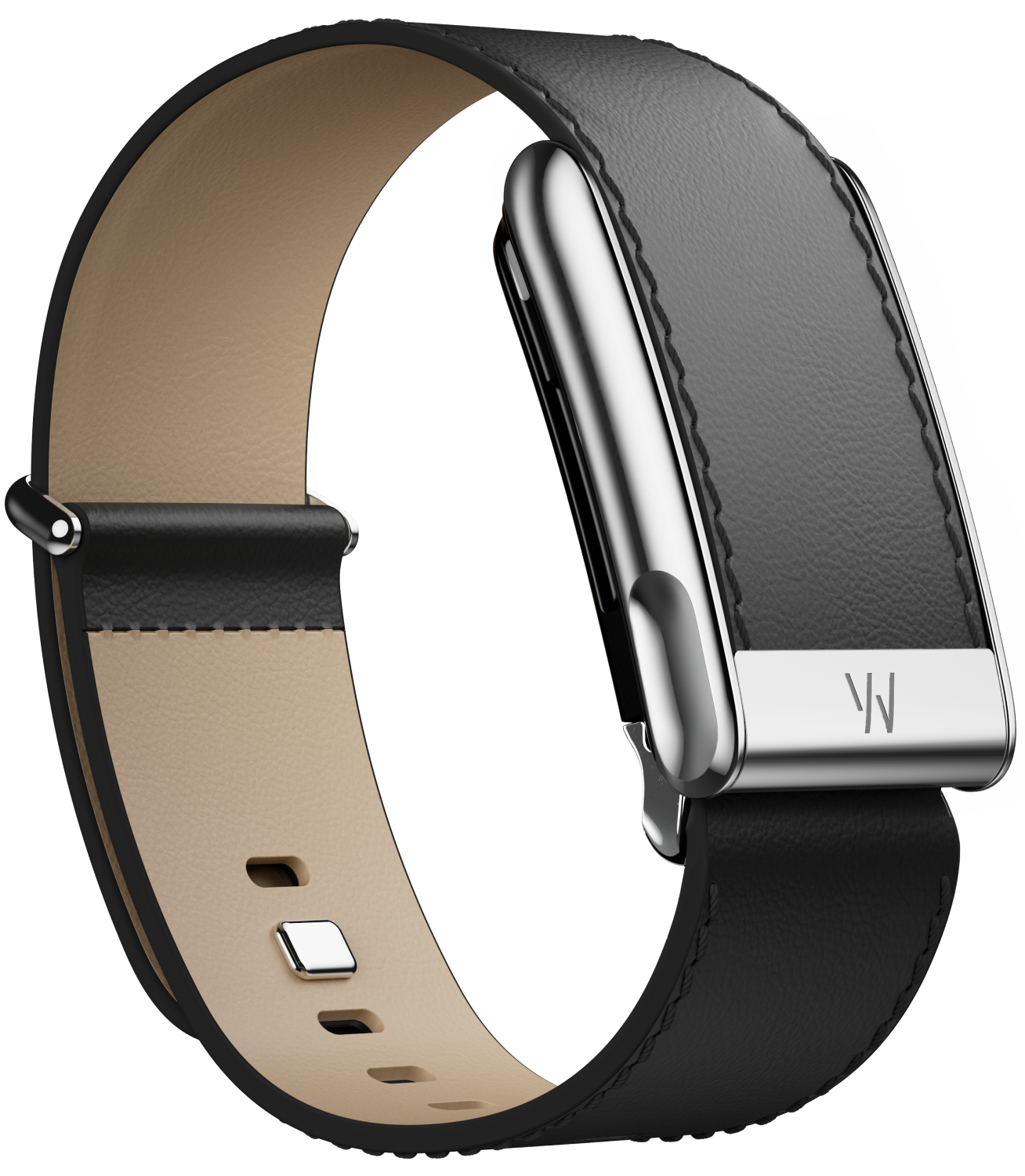 Whoop MG LeatherLuxe Tapered Band - Black/Cream with Titanium