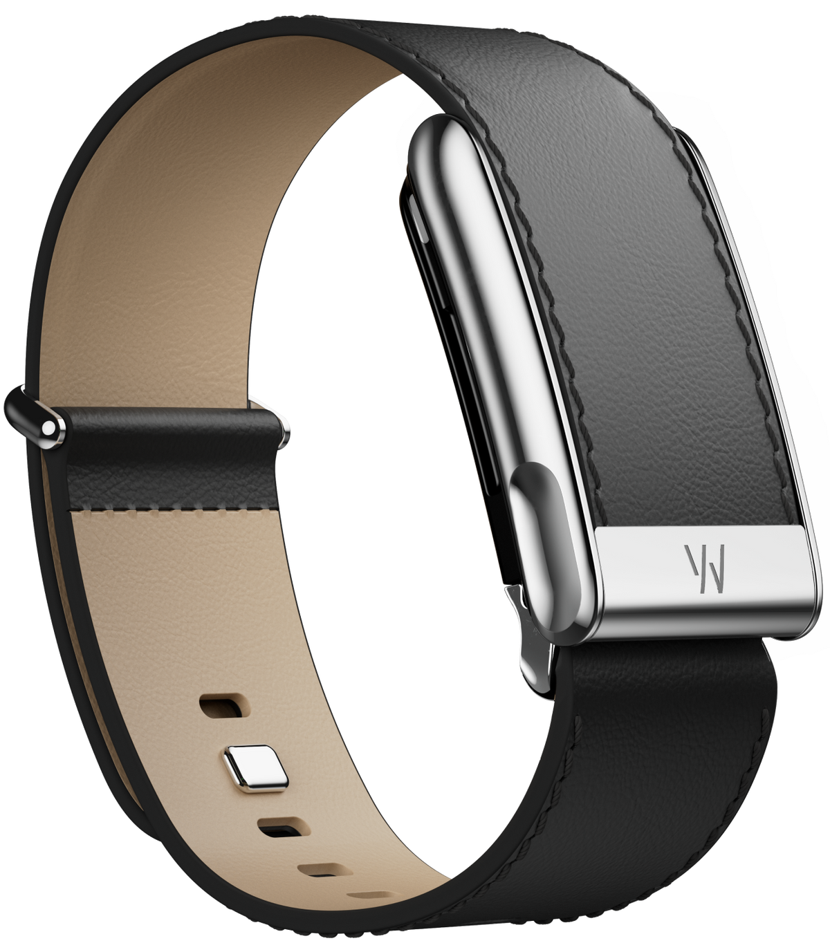 Whoop MG LeatherLuxe Tapered Band - Black/Cream with Titanium