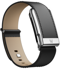 Whoop MG LeatherLuxe Tapered Band - Black/Cream with Titanium