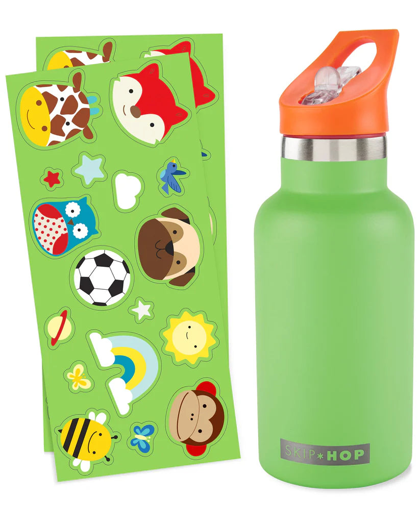 Stainless Steel Canteen Bottle With Stickers - Green Stainless Steel Canteen Bottle With Stickers - Green